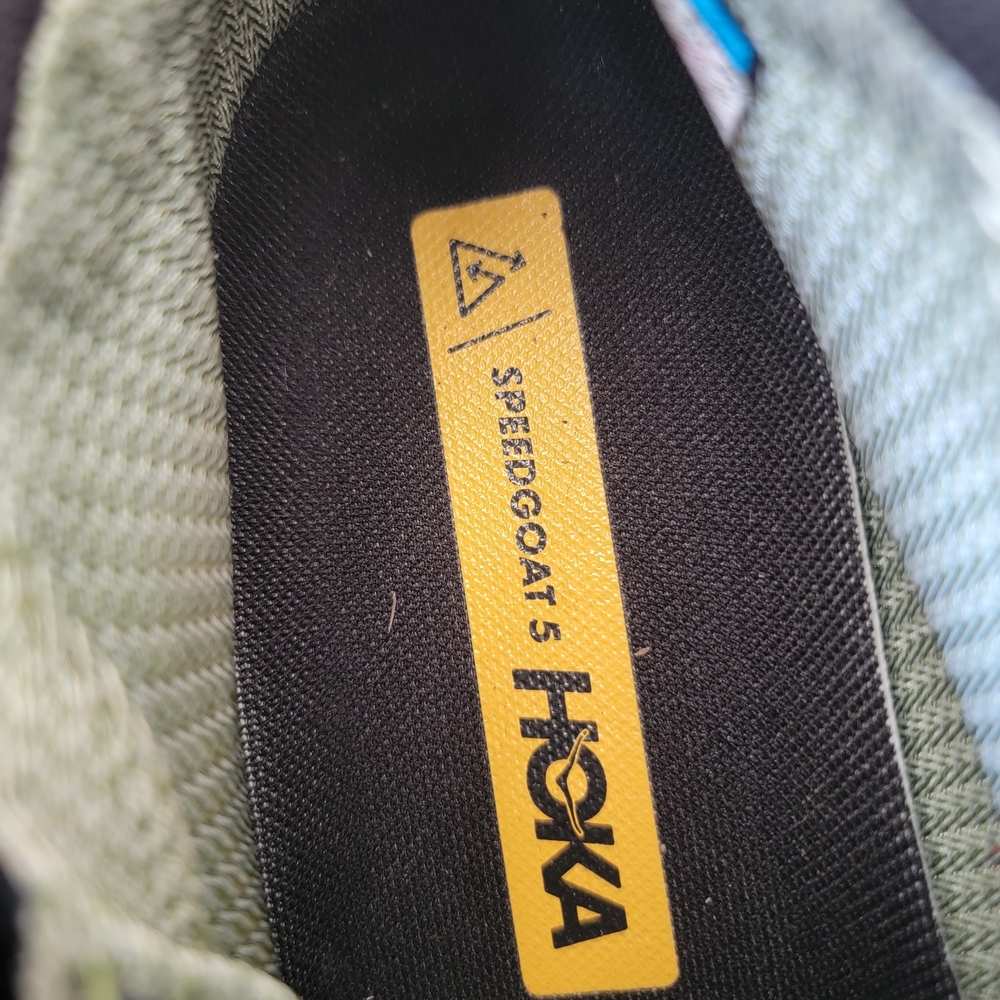 Hoka Speedgoat 5 Mid GTX Gore-Tex WATERPROOF Hiking Boots Black / Orange Yellow - Picture 10 of 12